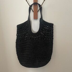 Banana Republic Factory Black Paper Straw Woven Tote